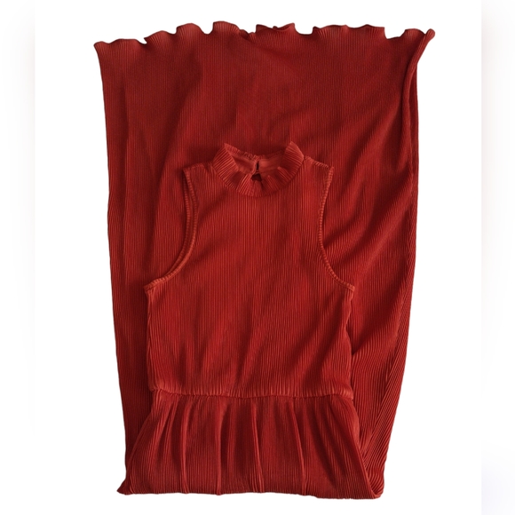 NWOT Sunday In Brooklyn XXS Ridged Orange Sleeveless Dress - Picture 4 of 17